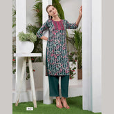 Liva Certified  Rayon kurti with Embroidery Work - MZ3027